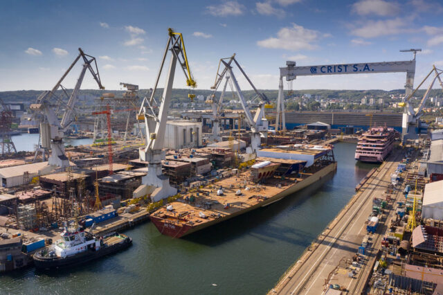 View over a Crist S.A. Shipyard in Gdynia, Poland