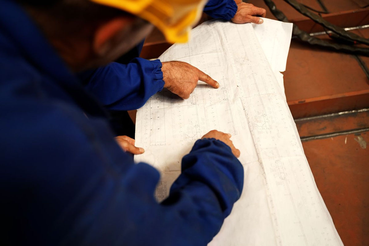 Technical drawnings of the ship hull section